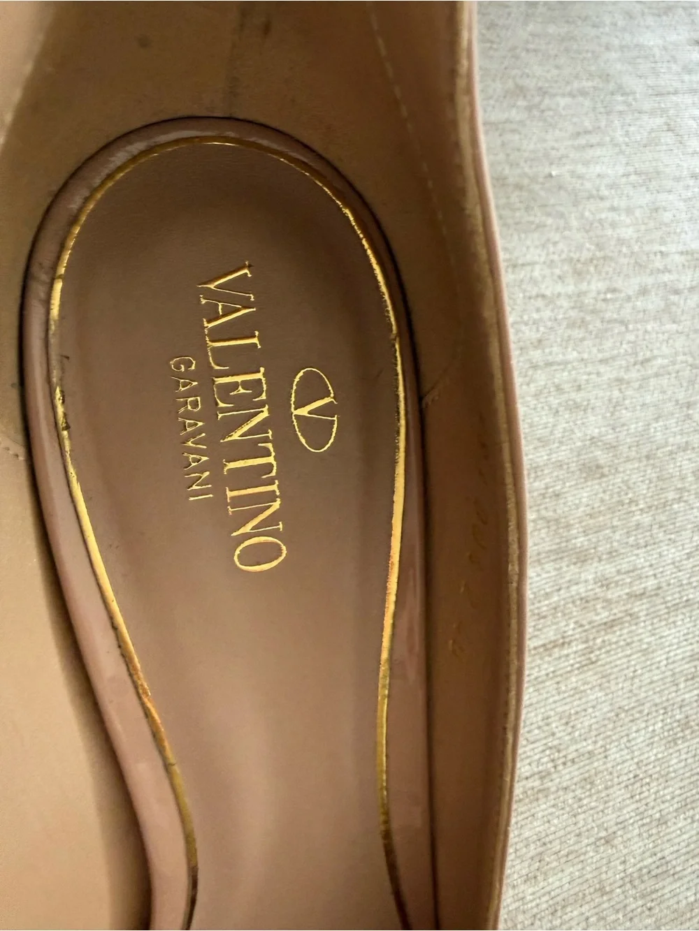 Valentino Tan-Go Patent Nude Platform Pumps - Size 9
